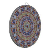 Mandala geel blauw dartbord (Voorkant Links)