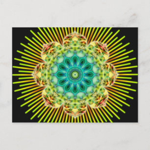 Mandala geel groen   zwart briefkaart