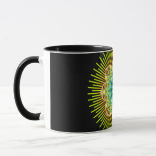 Mandala geel groen   zwart mok