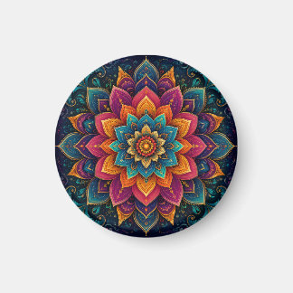Mandala-geïnspireerde bloemschilderkunst magneet