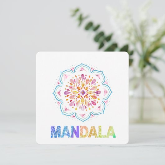 MANDALA GEKLEURDE LOTUS BLOEM KAART (Staand voorkant)