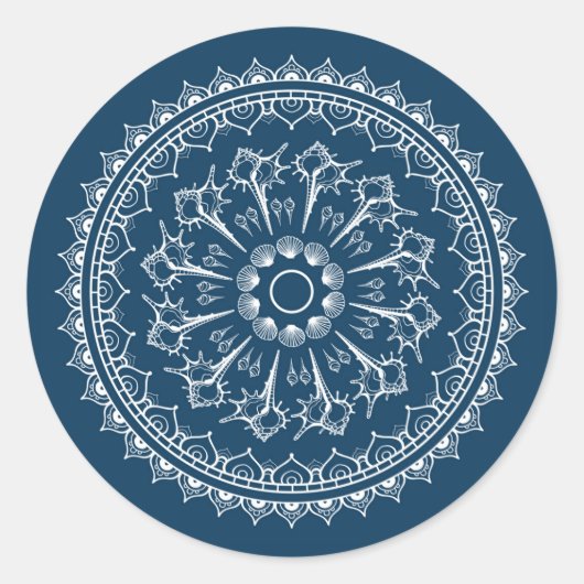 Mandala gemaakt van Seashells Ronde Sticker (Voorkant)