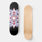 Mandala Geometric Abstract Pattern Blue Red Black Skateboard (Voorkant)