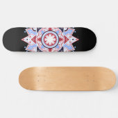 Mandala Geometric Abstract Pattern Blue Red Black Skateboard (Horizontaal)