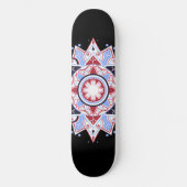 Mandala Geometric Abstract Pattern Blue Red Black Skateboard (Voorkant)