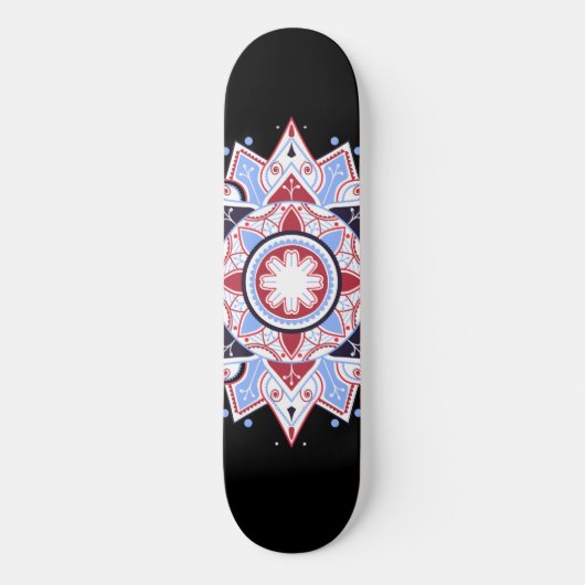 Mandala Geometric Abstract Pattern Blue Red Black Skateboard (Voorkant)