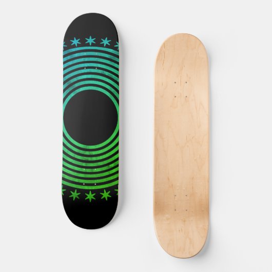 Mandala Geometric Abstract Pattern Green Black Skateboard (Voorkant)
