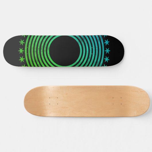 Mandala Geometric Abstract Pattern Green Black Skateboard (Horizontaal)