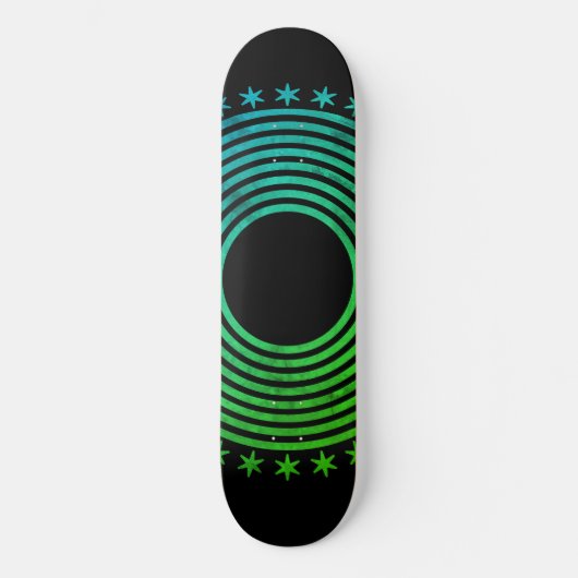 Mandala Geometric Abstract Pattern Green Black Skateboard (Voorkant)