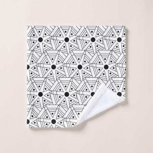 Mandala Geometric Pattern Black and White Bad Handdoek (Wasdoekje)