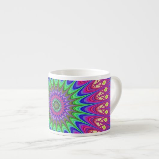 Mandala Geometric Psychedelic Retro Hippie Espresso Kop (Voorkant rechts)