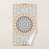 Mandala géométrique en orange, gris et bleu (Serviette à main)