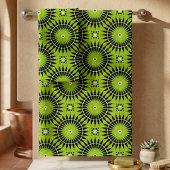 Mandala géométrique rétro boho vert citron noir