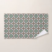 Mandala géométrique turquoise, marron et blanc (Serviette à main)