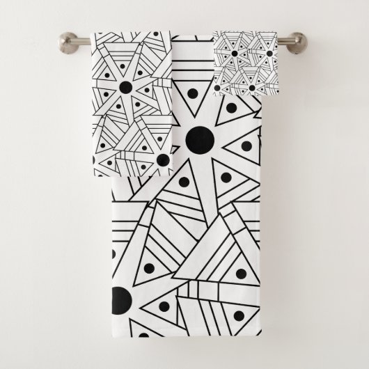 Mandala Geometrisch Patroon Zwart en Wit  Bad Handdoek (Insitu)