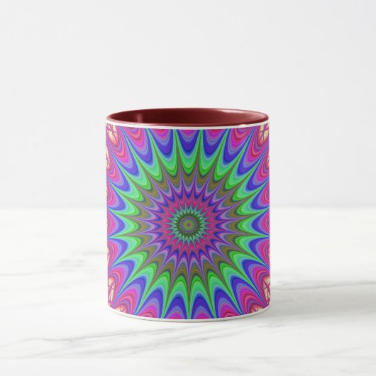 Mandala Geometry Psychedelic Retro Hippie Mug (Centre)