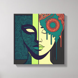 Mandala Gespleten Gezicht Abstracte Kunst  Canvas Afdruk