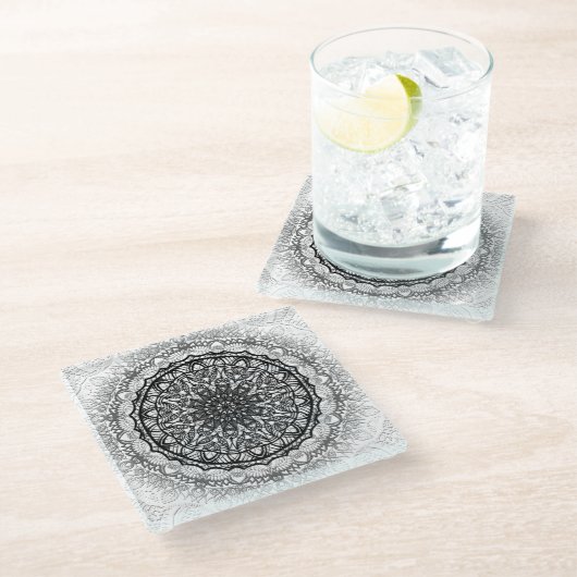 Mandala Glazen Onderzetter (Schuin)