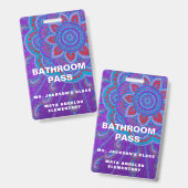 Mandala Glitter terug naar school Bathroom Pass Badge (Front & Back)