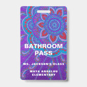 Mandala Glitter terug naar school Bathroom Pass Badge (Back)