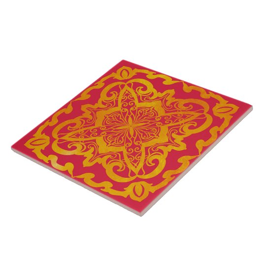 mandala,gold,barok,elegant ceramic tile tegeltje (Zijkant)