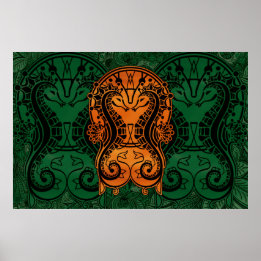 Mandala gold drocatcher Seahorse concept art Poster