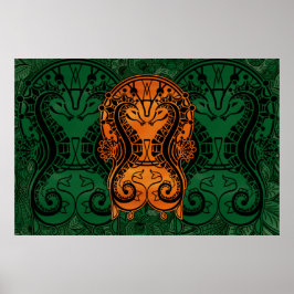Mandala gold drocatcher Seahorse concept art Poster