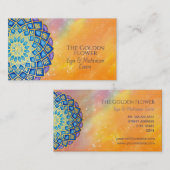 Mandala Golden Flower Blue Paars Visitekaartje (Voorkant / Achterkant)