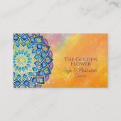 Mandala Golden Flower Blue Paars Visitekaartje (Voorkant)