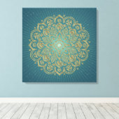 MANDALA Golden Rosette - Toile Enveloppée (Insitu (Plancher de Bois))