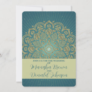 MANDALA Golden Rosette - Uitnodiging voor bruiloft