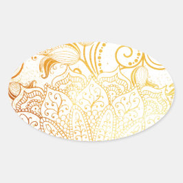 Mandala - Gouden borstel Ovale Sticker