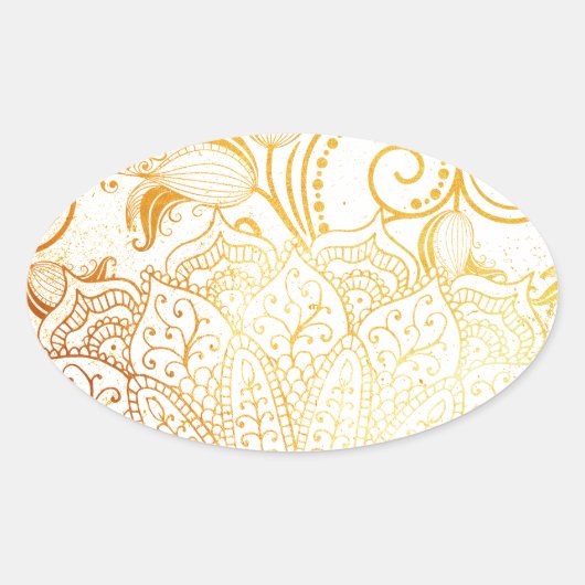 Mandala - Gouden borstel Ovale Sticker (Voorkant)
