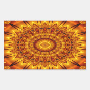 Mandala gouden zon rechthoekige sticker