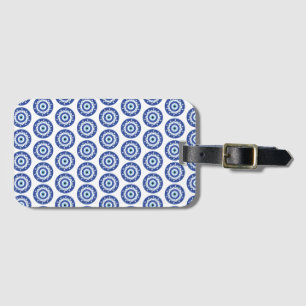 Mandala Grieks boemoogmerk Blauw wit Bagagelabel