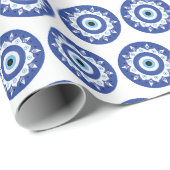 Mandala Grieks boemoogmerk Blauw wit Cadeaupapier (Rol Hoek)
