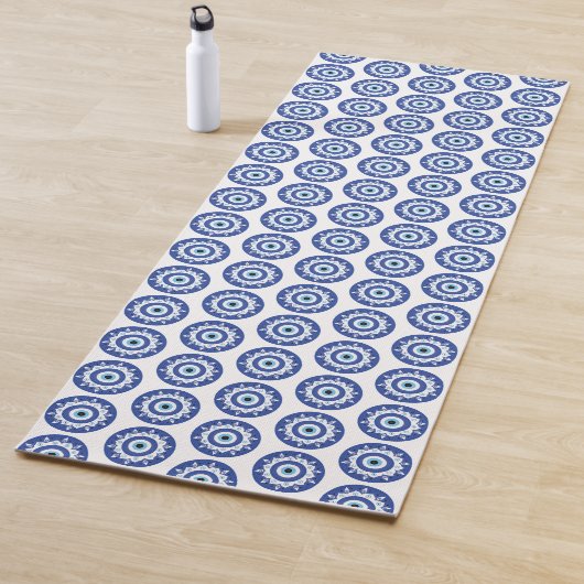Mandala Grieks boemoogmerk Blauw wit Yogamat (In situ)