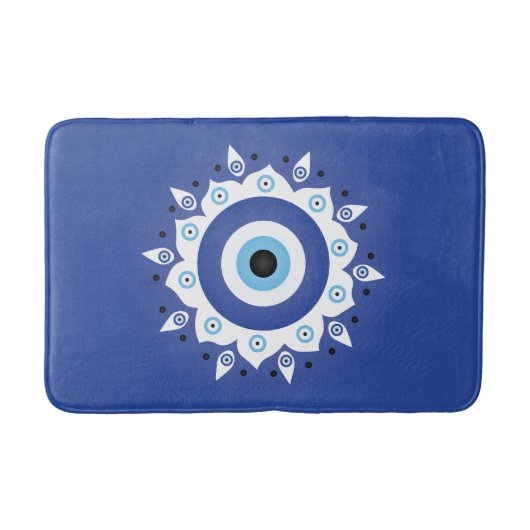 Mandala Grieks boze oog blauw wit Badmat (Voorkant)