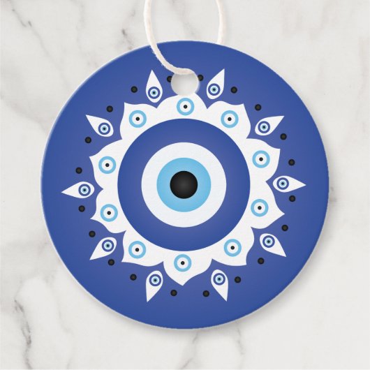 Mandala Grieks boze oog blauw wit Bedankjes Labels (Voorkant)