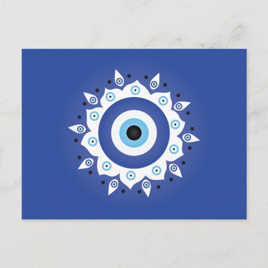 Mandala Grieks boze oog blauw wit Briefkaart (Voorkant)