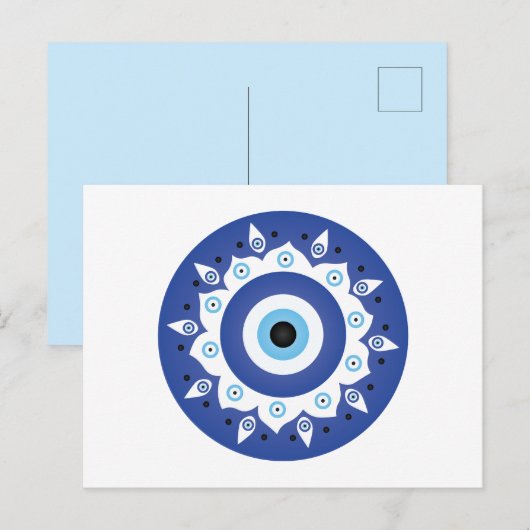 Mandala Grieks boze oog blauw wit Briefkaart (Voorkant / Achterkant)