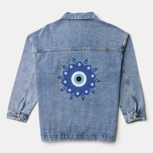Mandala Grieks boze oog blauw wit Denim Jacket (Achterkant)