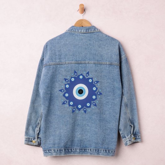 Mandala Grieks boze oog blauw wit Denim Jacket (Hangar)