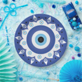 Mandala Grieks boze oog blauw wit Papieren Bordje (Feest)