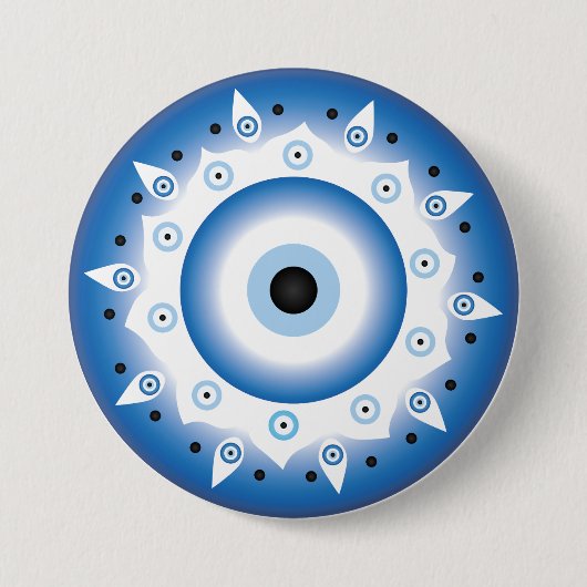 Mandala Grieks boze oog blauw wit Ronde Button 7,6 Cm (Voorkant)