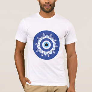 Mandala Grieks boze oog blauw wit T-shirt