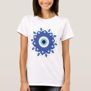 Mandala Grieks boze oog blauw wit T-shirt