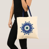 Mandala Grieks boze oog blauw wit Tote Bag (Voorkant (product))
