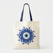 Mandala Grieks boze oog blauw wit Tote Bag (Voorkant)