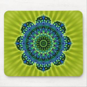 Mandala groen blauw lichtgroene bloem muismat